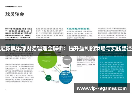 足球俱乐部财务管理全解析：提升盈利的策略与实践路径